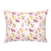 Colorful kawaii jungle leaves leopard wild animals and cactus garden baby girls pink lilac
