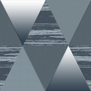 Slate Blue Grey White Triangles 