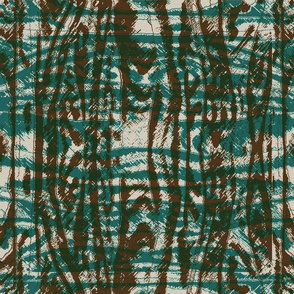 Flowing Totem #3 Teal & Brown on Taupe