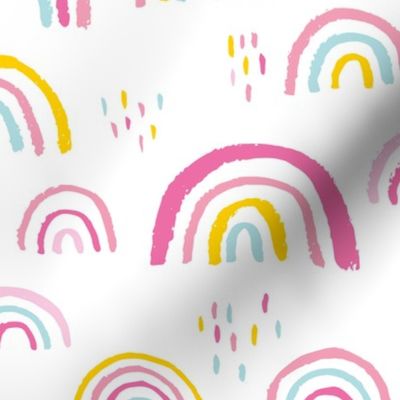 Rainbow love Scandinavian abstract rainbow clouds happy kawaii rain sky girls pink yellow mint JUMBO 