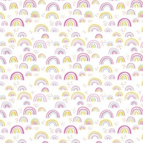 Rainbow love Scandinavian abstract rainbow clouds happy kawaii rain sky girls pink yellow mint SMALL