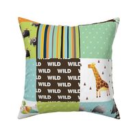 Safari Cheater Quilt – Wild Animals, Kids Bedding Blue Green Orange Brown