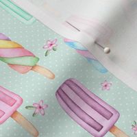 Creamsicles – polka dots + flowers (soft mint)