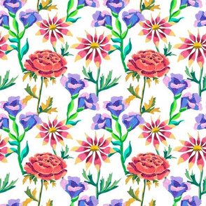 Flowers acrylic colorful seamless pattern