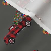 4" Vintage Woodland Red Truck and Christmas Tree // Chicago Gray