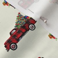 Small / Christmas Vintage Truck and Tree // Bianca Cream
