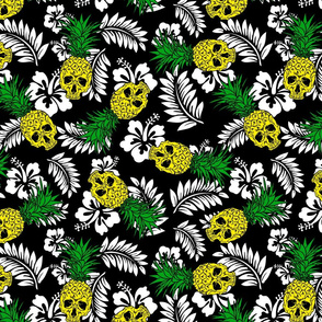 pineapple skulls black with white