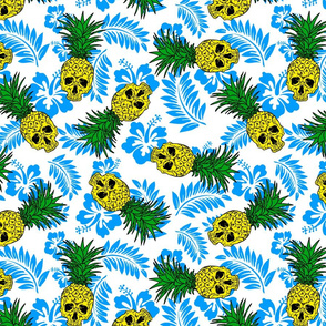 pineapple skulls white with blue