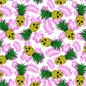 pineapple skulls white with pink