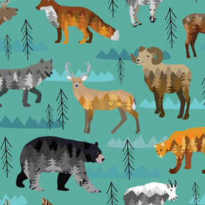 Mountain animal paint by number