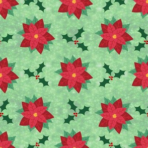 Christmas Poinsettias Textured Green