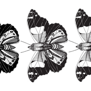 Butterfly Tea Towel Black & White