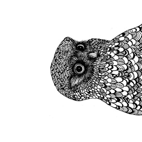 Owl tea towel black & white