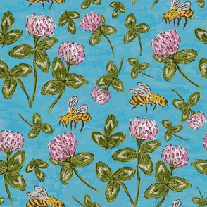 Bees and Clover - paint by numbers style
