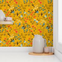 Fruit Birds Chinoiserie {Gold}