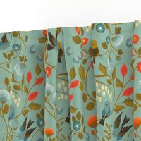 Fruit Birds Chinoiserie {Eggshell Blue} - large