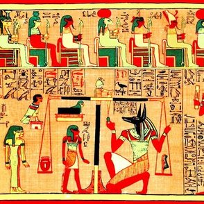 book of the dead  Anubis God ancient egypt egyptian goddess death Osiris hieroglyphics weighing heart judgement feather scales judges Thoth Ibis Maat couple man woman Sekhmet  lioness Ammit demoness lion, hippopotamus crocodile Ba bird harpy harpies jacka