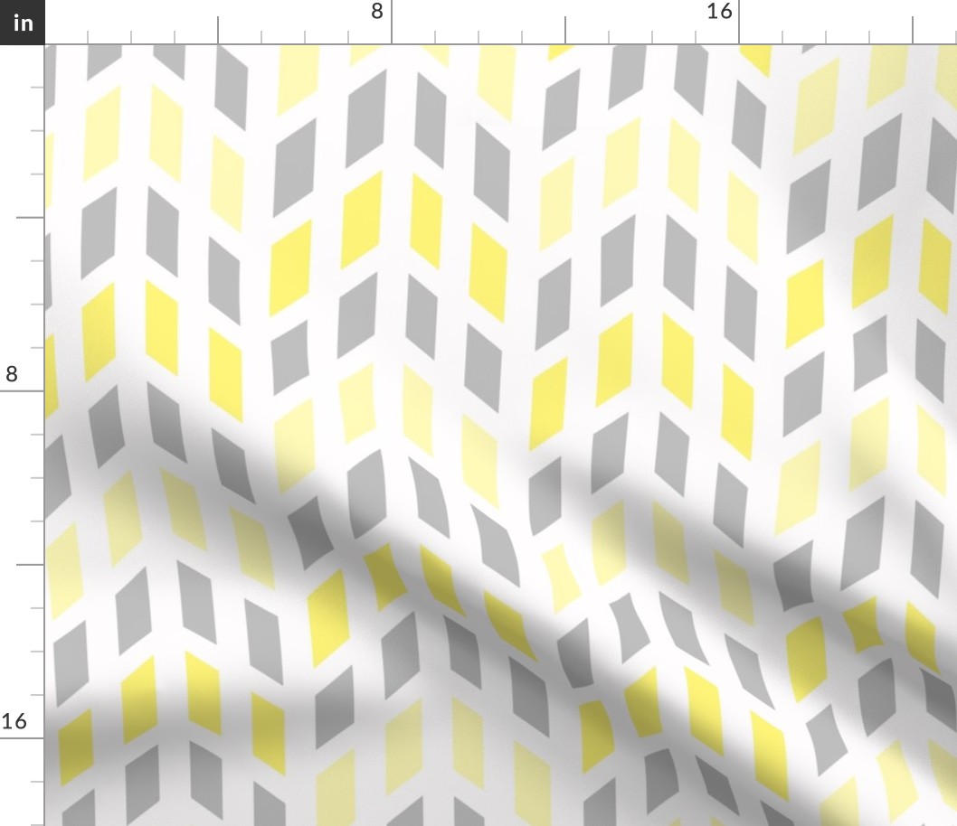 Yellow Gray Grey Mosaic Chevron   