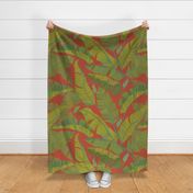 Large Banana Leaves red texture