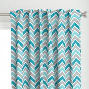 Teal Blue Gray Grey Chevron  