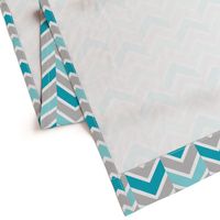 Teal Blue Gray Grey Chevron  