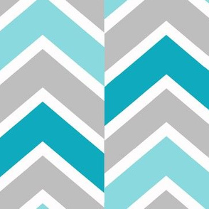 Teal Blue Gray Grey Chevron  