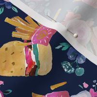 burgers and flowers - navy