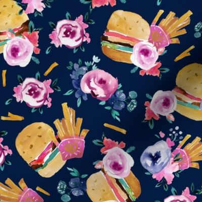 burgers and flowers - navy