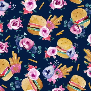 burgers and flowers - navy