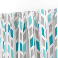 Teal Blue Gray Grey Mosaic Chevron   