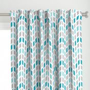 Teal Blue Gray Grey Mosaic Chevron   