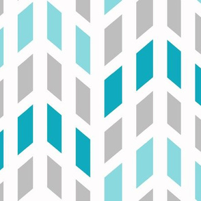 Teal Blue Gray Grey Mosaic Chevron   