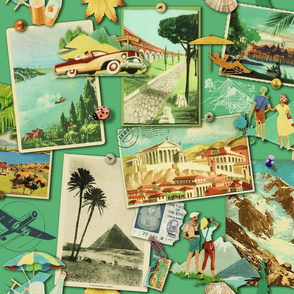 The Wall of retro Postcards (green02)