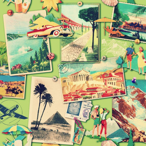 The Wall of retro Postcards (green)