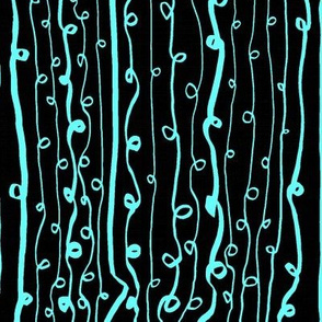 Loopy  Aqua On Black Minimalist Stripe
