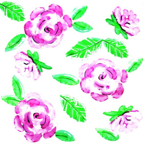 Shabby Pink Rose / Bright Pink & Green   