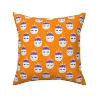 Unicorn Pumpkins - cute halloween - orange polka dots (purple) - LAD19