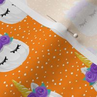 Unicorn Pumpkins - cute halloween - orange polka dots (purple) - LAD19
