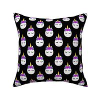 Unicorn Pumpkins - cute halloween - black (purple flowers) - LAD19