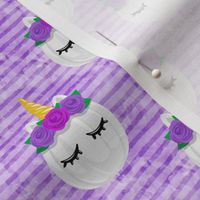 Unicorn Pumpkins - cute halloween - purple stripes (purple flowers) - LAD19