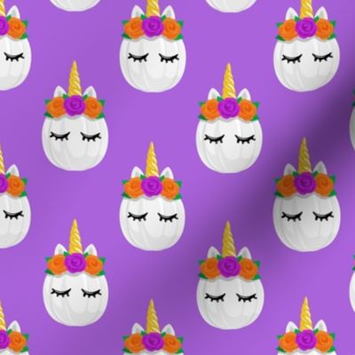 Unicorn Pumpkins - cute halloween - purple - LAD19