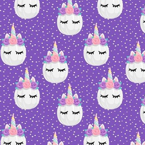 Unicorn Pumpkins - cute halloween - purple polka dots (pink and purple) - LAD19