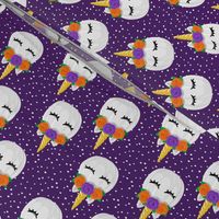 Unicorn Pumpkins - cute halloween - dark purple polka dots - LAD19