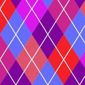 Argyle Plaid in Pinks Purple and Blue