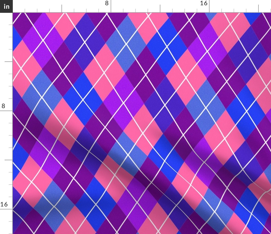Argyle Plaid in Pink Blues and Purple