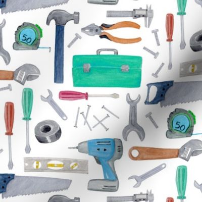 Tools - blue green brown, Kids Room Bedding