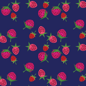 Summer Strawberries on Blue