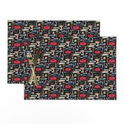 SMALL- Tools (black) red orange blue, Kids Room Bedding