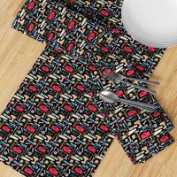 SMALL- Tools (black) red orange blue, Kids Room Bedding