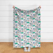 XL Tool Man - blue green brown, Home Decor Bedding, LARGER scale